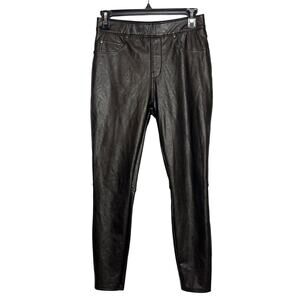 Spanx Size Small Dark Brown Vegan Faux Leather Leggings Faux Pockets